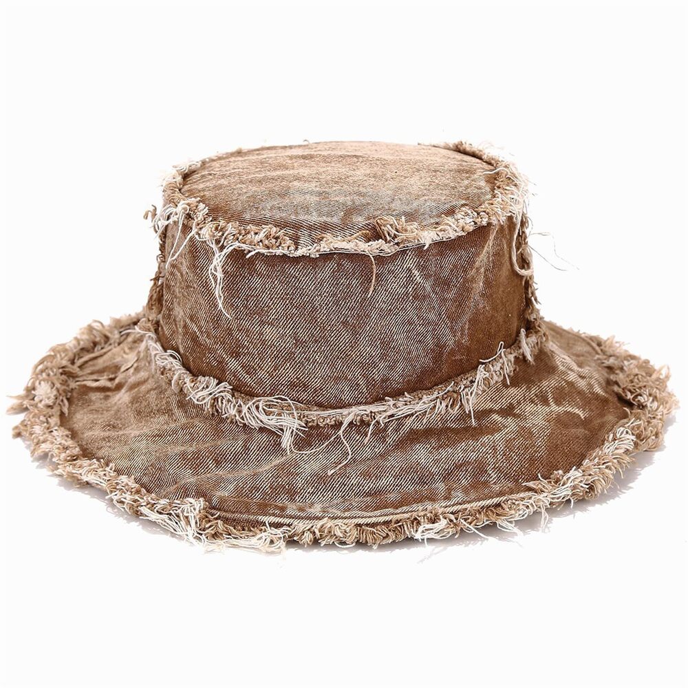 6146 Vintagel Denim Bucket Hat Washed Distressed Packable Beach Sun Hats